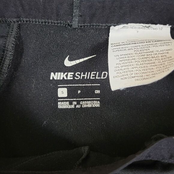 Nike Shield Leggings Women’s Small Black Dri Fit Running Gym Zip Ankle Athletic - Picture 8 of 15